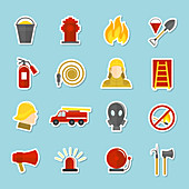 Firefighting icons, illustration