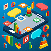 Mobile phone applications, illustration