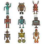 Robot icons, illustration