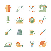 Sewing icons, illustration