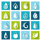 Water drop icons, illustration