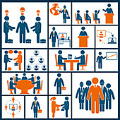 Business meeting icons, illustration