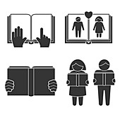 Reading icons, illustration