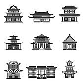 Eastern temple icons, illustration