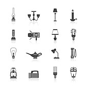 Light and lamp icons, illustration