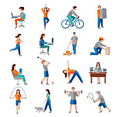Physical activity icons, illustration