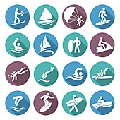 Water sports icons, illustration