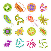 Microbe icons, illustration