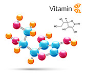 Vitamin C molecule, illustration