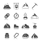 Mountain climbing icons, illustration
