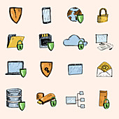 Data protection icons, illustration