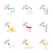 Dairy product icons, illustration