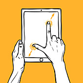 Touchscreen hand gesture, illustration