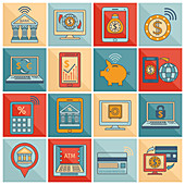 Mobile banking icons, illustration