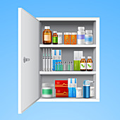 Drug cabinet, illustration