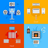 Heating and cooling devices, illustration