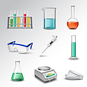 Science icons, illustration