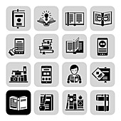 Library icons, illustration
