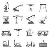 Crane and lift icons, illustration
