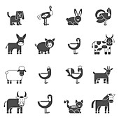 Animal icons, illustration