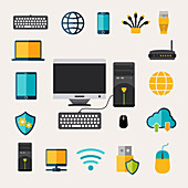 Computer network icons, illustration