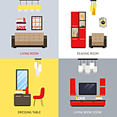 Home interiors, illustration