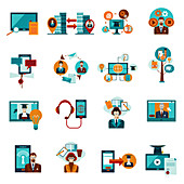 Online learning icons, illustration