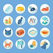 Pet cat icons, illustration