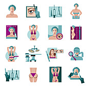 Cosmetic surgery icons, illustration