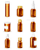 Medicine containers, illustration