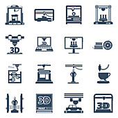 3d printing icons, illustration