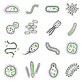 Microbe icons, illustration