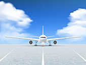 Aeroplane on runway, illustration