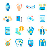 Wearable technology icons, illustration