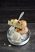 Apple cake with almond ice cream
