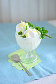 Buttermilk ice cream with lemon and mint