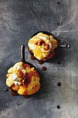 Sweet caramel apple and apricot cobbler