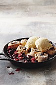 Berry and chocolate scroll cobbler