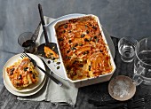 Kürbislasagne, angeschnitten