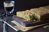 Matcha cake made from almonds and green tea