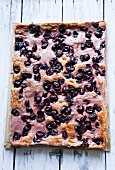 Grape cake with a sour cream topping