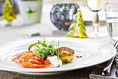 Citrus salmon with potato fritters (Christmas)