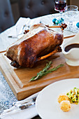 Roast goose for Christmas dinner