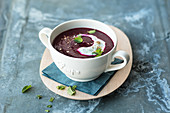 Creamy beetroot soup with honey