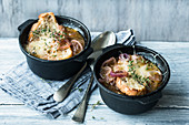 French onion soup with bread and cheese