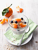 Overnight oat with mandarins and blueberries