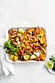 Fried chilli lime prawns with sweet potatoes
