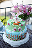 An Easter cake with coconut and passion fruit