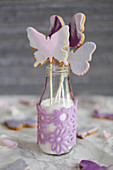 Lemon butterfly biscuits on sticks