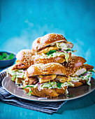 Schnitzel burgers with iceberg lettuce and apple remoulade